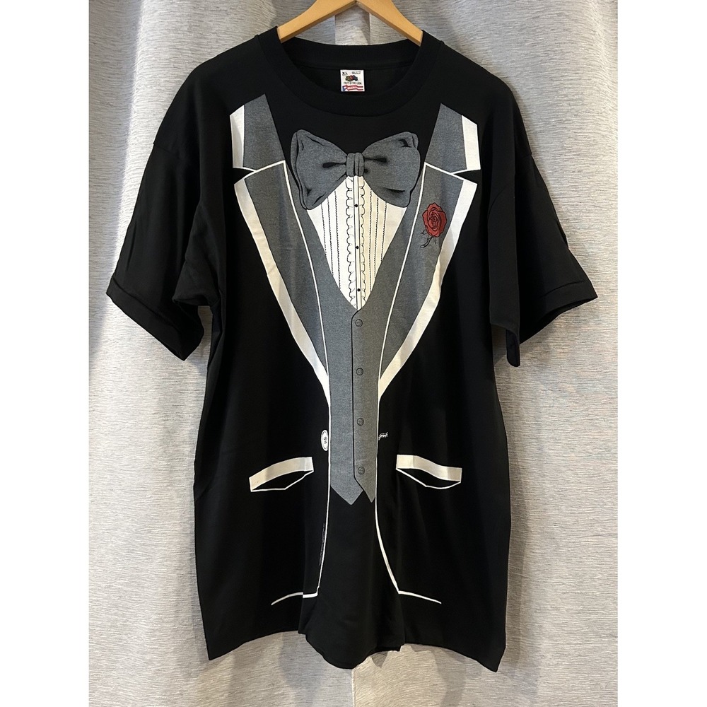 Vintage 1980 Tuxedo Shirt 90s Rap Band Nike Y2K Size XL 80s Single stitch